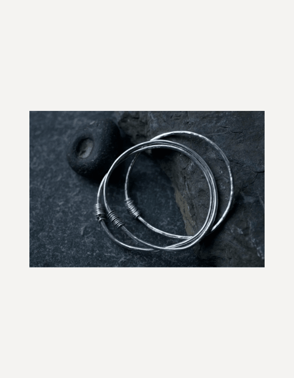 Textured silver bangle with circles - Lucy Spink - Beside The Wave