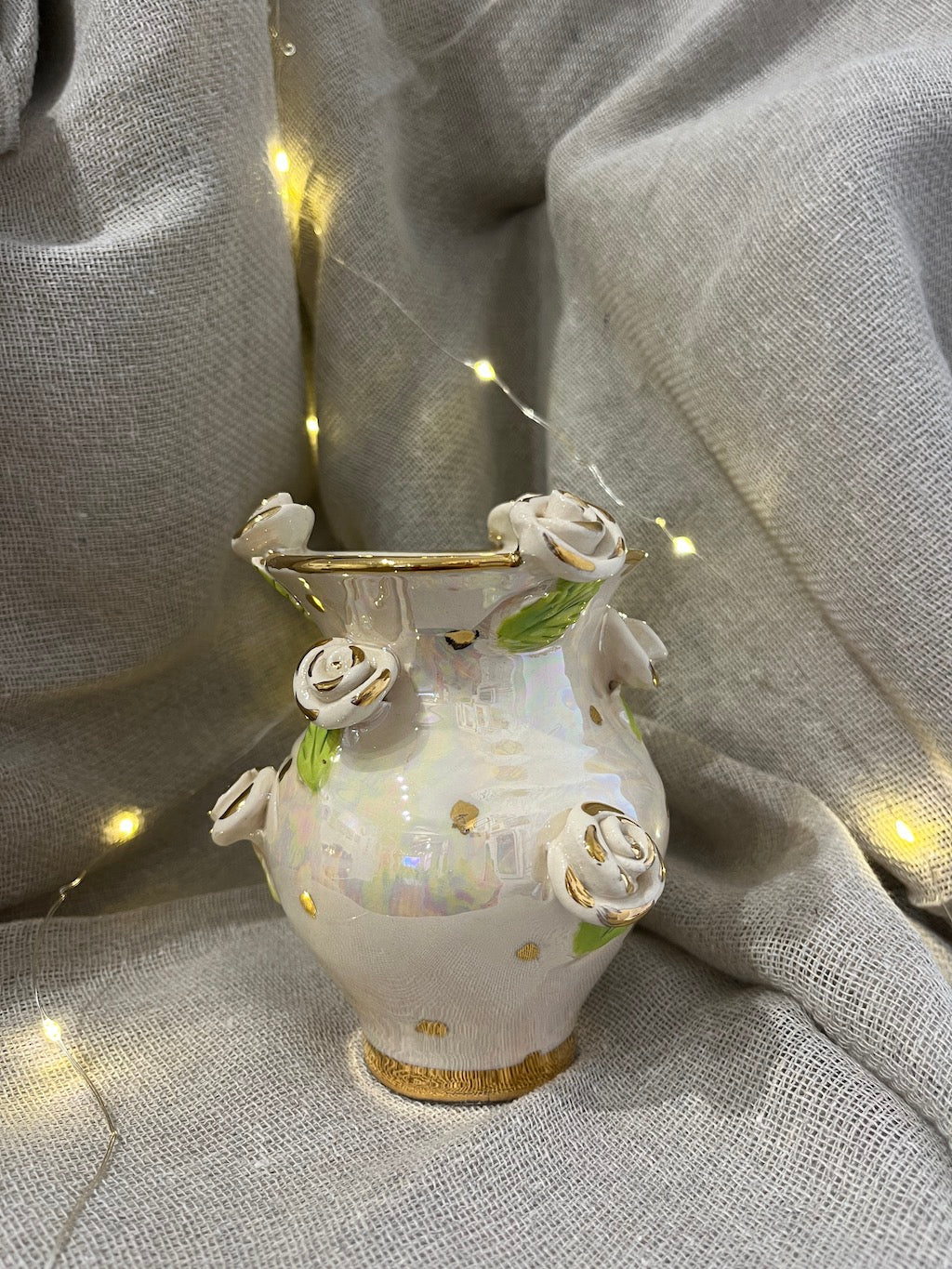 Tiny Studded vase (Pearl & Gold) - Mary - Rose Young - Beside The Wave