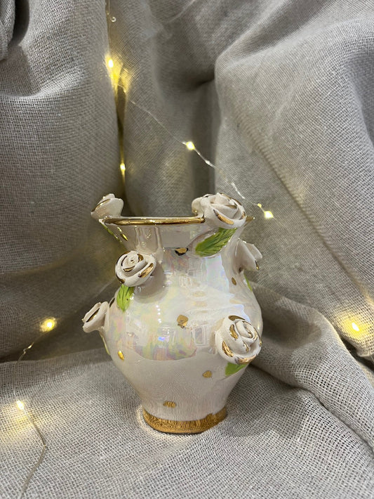 Tiny Studded vase (Pearl & Gold) - Mary - Rose Young - Beside The Wave