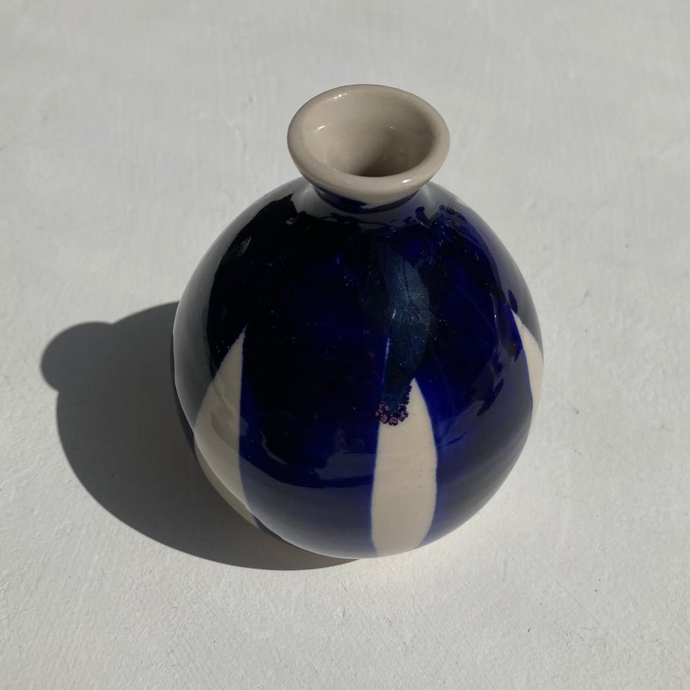 Wide Cobalt Stripe Bud Vase - Emily Tapp - Beside The Wave