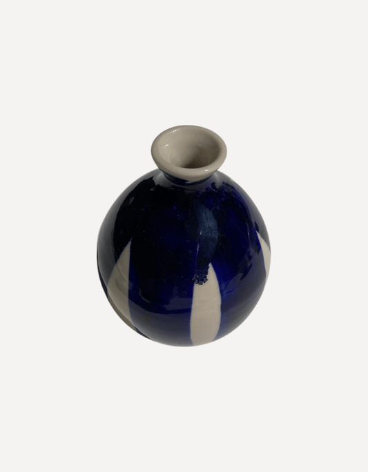 Wide Cobalt Stripe Bud Vase - Emily Tapp - Beside The Wave