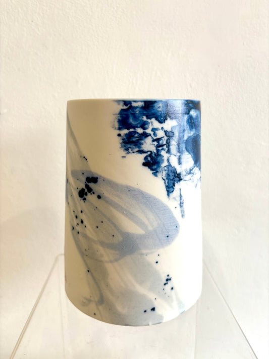 Wide Cylinder Vase (Blue Splash)-Ali Tomlin-Beside The Wave