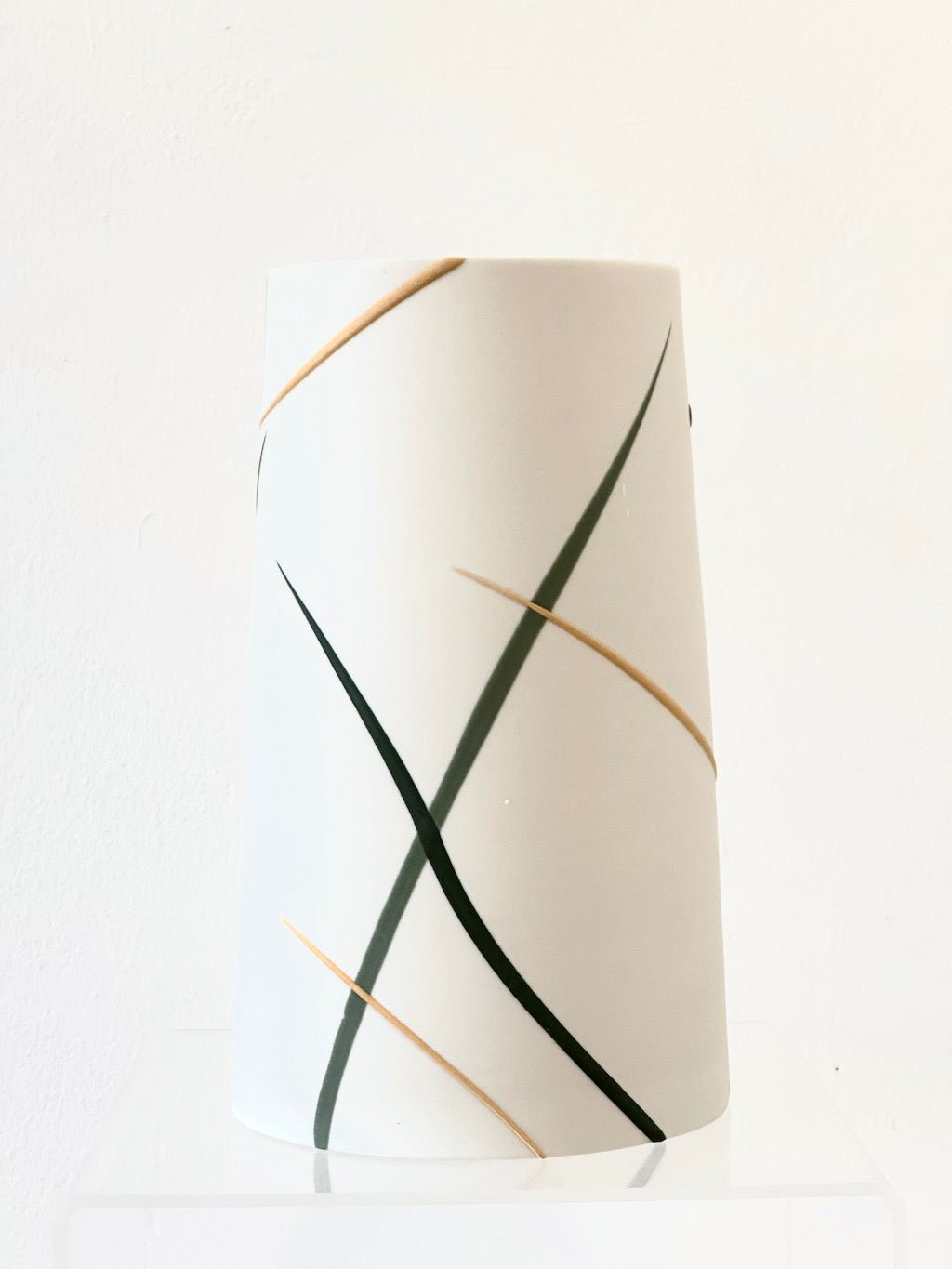 Wide Cylinder Vase (Green & Yellow Splash) - Ali Tomlin - Beside The Wave