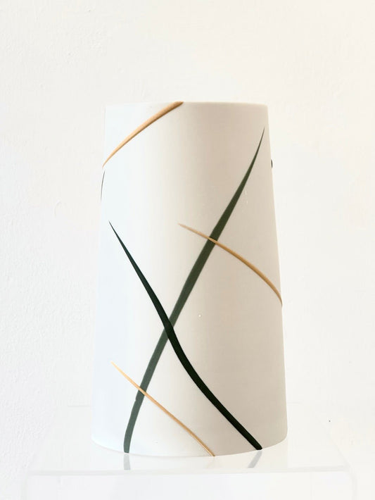 Wide Cylinder Vase (Green & Yellow Splash) - Ali Tomlin - Beside The Wave
